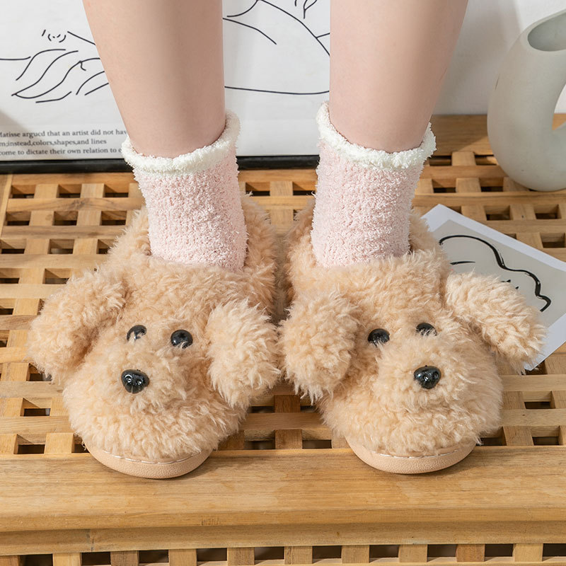 Cixi cotton slippers autumn and winter women's home wool plush indoor home cute warm non-slip winter cotton shoes men_voghion.com