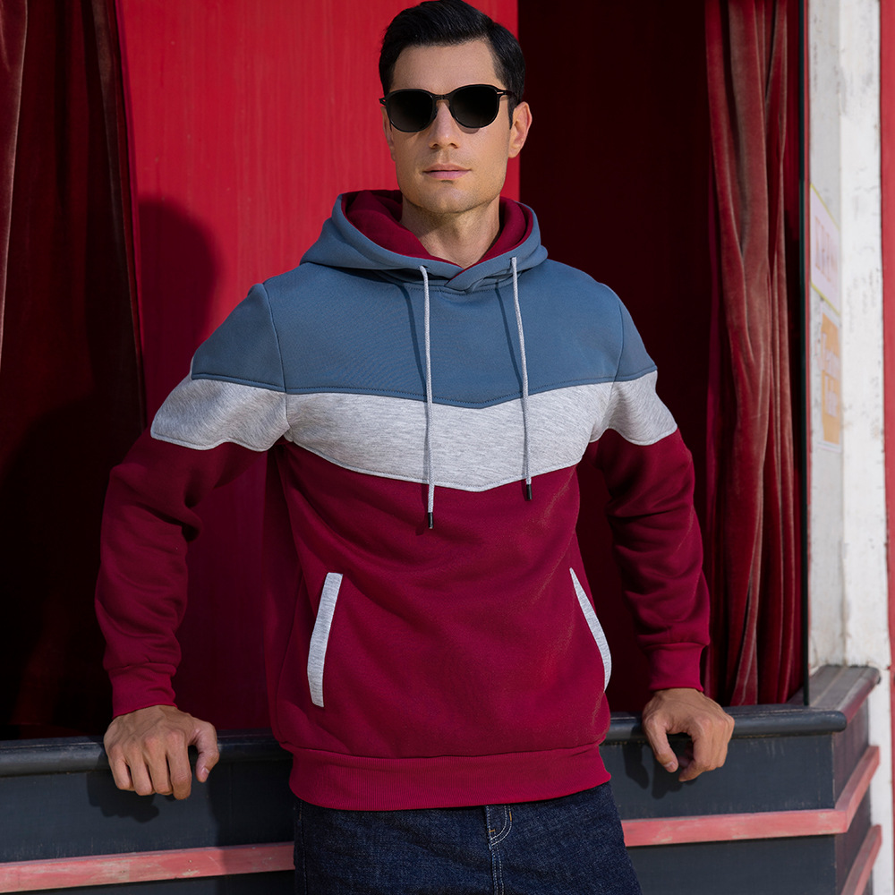 Men's Sweater Amazon Cross-border Color Matching Sweater for Autumn and Winter American Retro Trend Loose Large Size Pullover Men's Wholesale