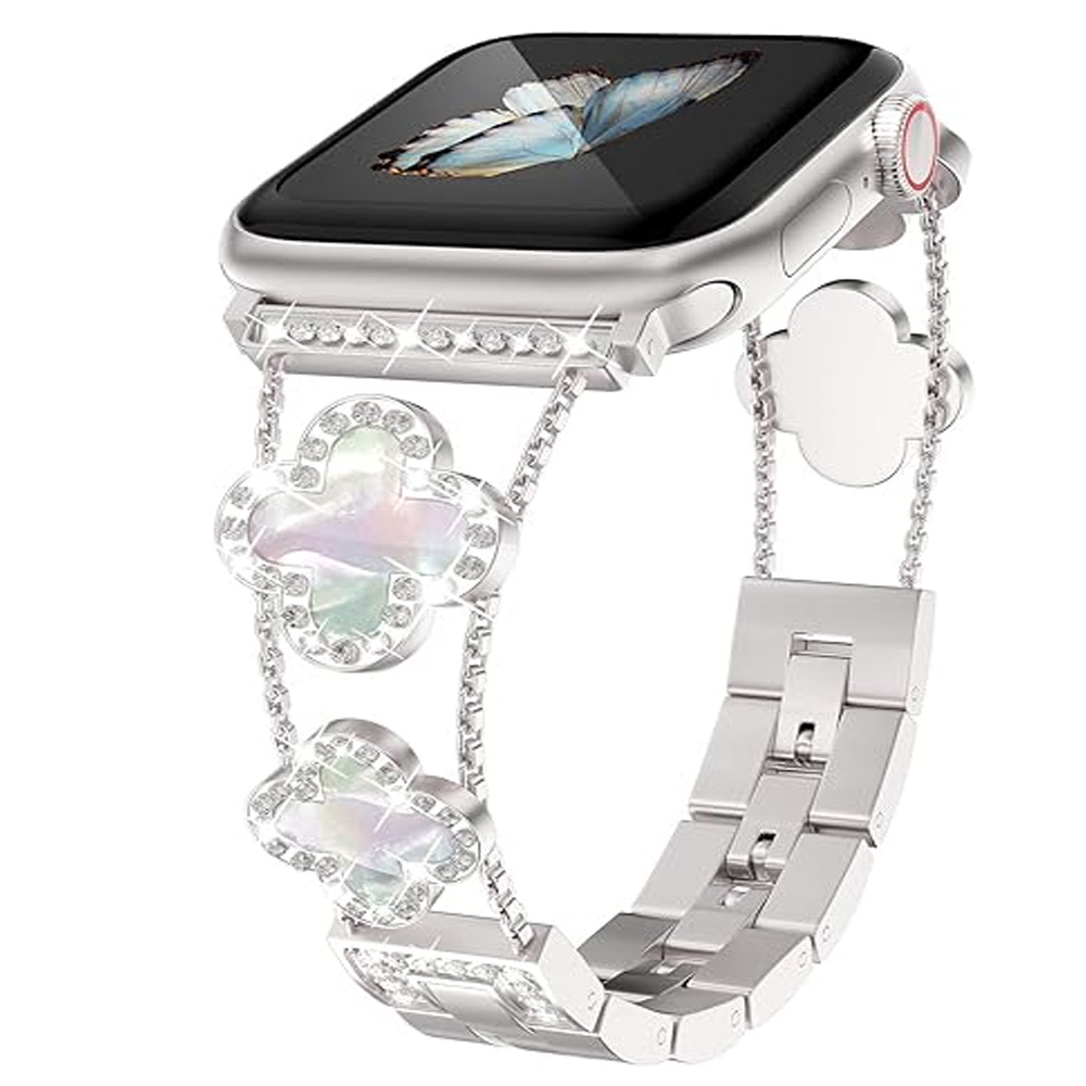 For apple watch apple watch SE1-8 Generation Fashion Diamond Clover Metal Strap