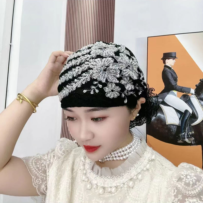 New Style Phoenix Tail Flower Hair Band Hat Stylish Fashionable Style with Rear Flower Baotou Hat Hollow Breathable