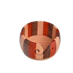 Fine Round Wool Wooden Bowl Wooden Wool Bowl Japanese Style Knitted Wool Bowl with Cover for Needle and Thread Storage