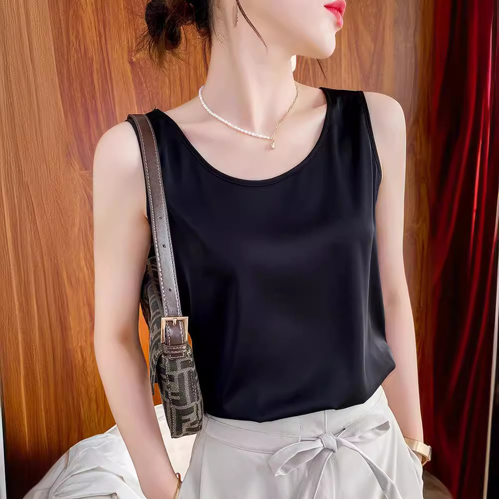 Summer Camisole Women's Inner Matching Suit Satin Silk Sleeveless Top Ice Silk Base Mulberry Silk Outer Wear