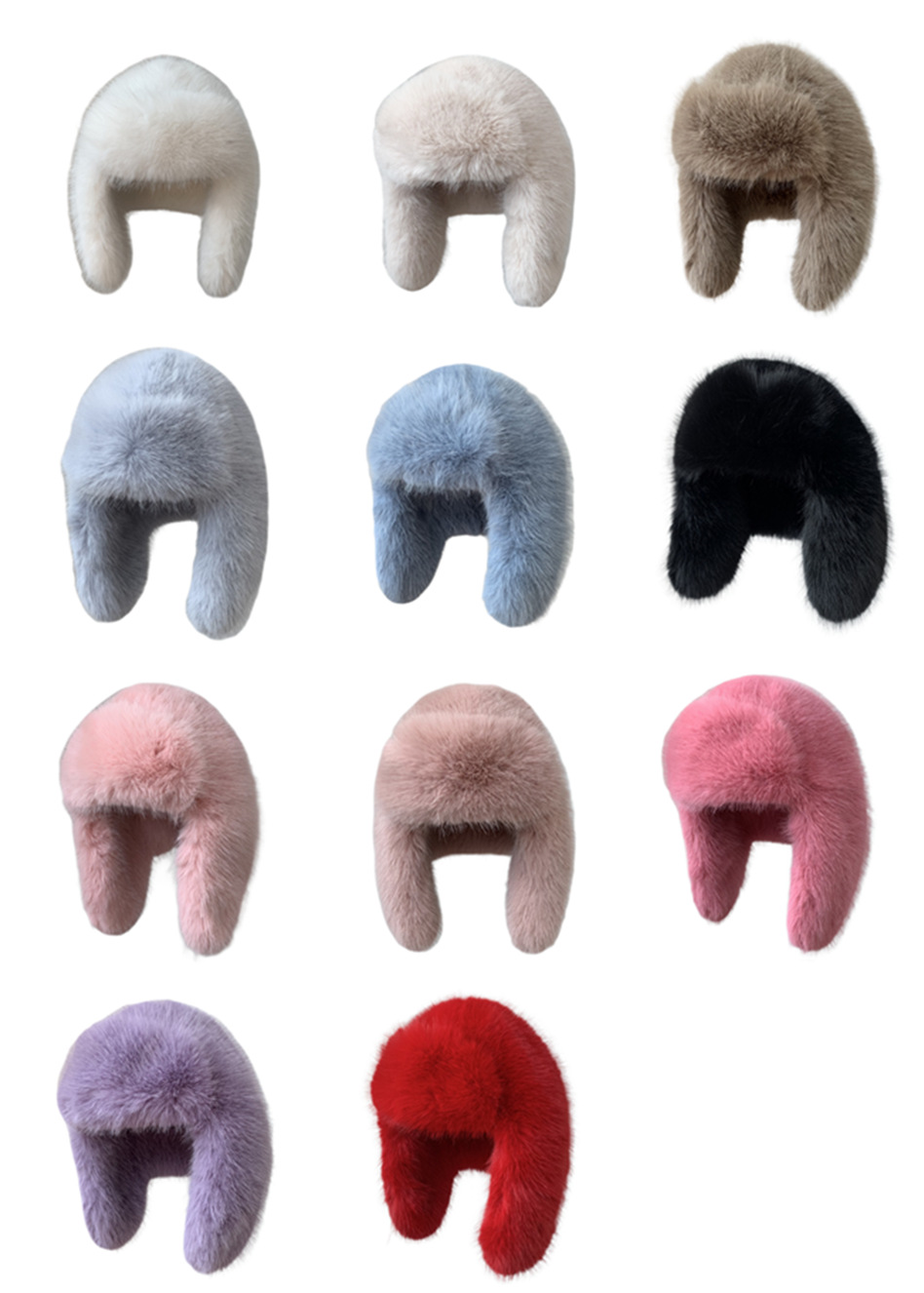 Autumn and Winter plush faux fox fur Lei Feng hat ski hat retro Internet Celebrity All-match warm fur furry ear protection