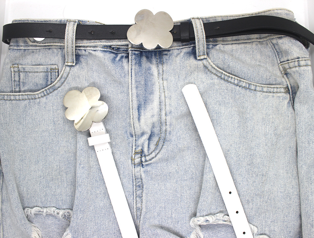 Trendy New Five-leaf Clover Metal Snap Belt All-match ins Fashion Personality Decorative Belt Factory Outlet