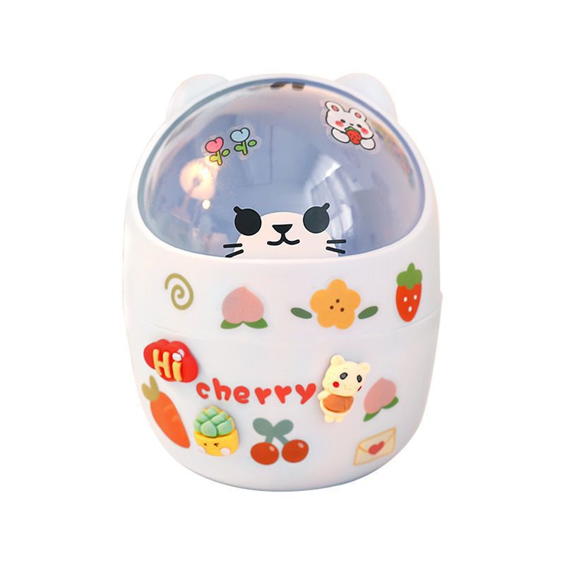 Desktop trash can Mini flip home bedroom girl heart diy cute covered office storage box Pen Holder
