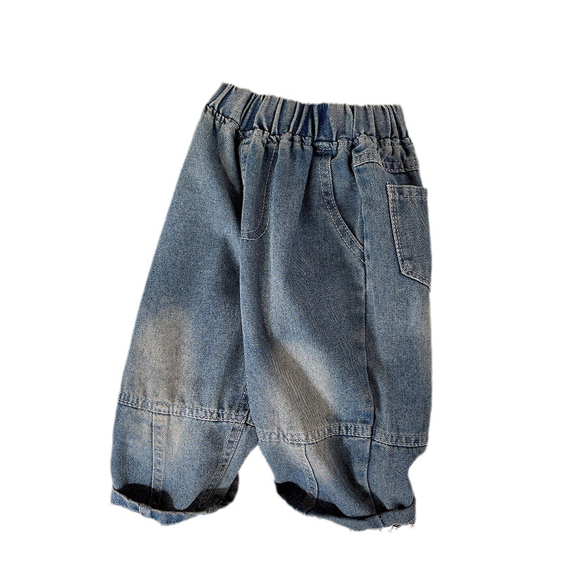 Boys' jeans Autumn 2023 new children's Korean retro style trousers spring and autumn straight loose pants fashion