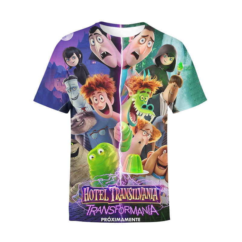 2022 new men's clothing new elf hotel cartoon series 3D digital printing casual loose T-shirt