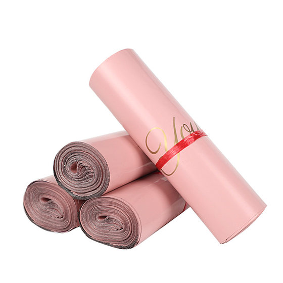 New material pink express bag thickened plastic express self-adhesive packaging bag white e-commerce waterproof packaging bag wholesale