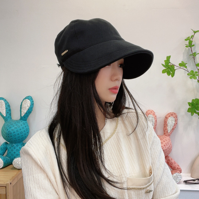 Fall 2023 Women's plain face-looking small fisherman hat big head circumference UV-proof casual all-match wide brim - ShopShipShake
