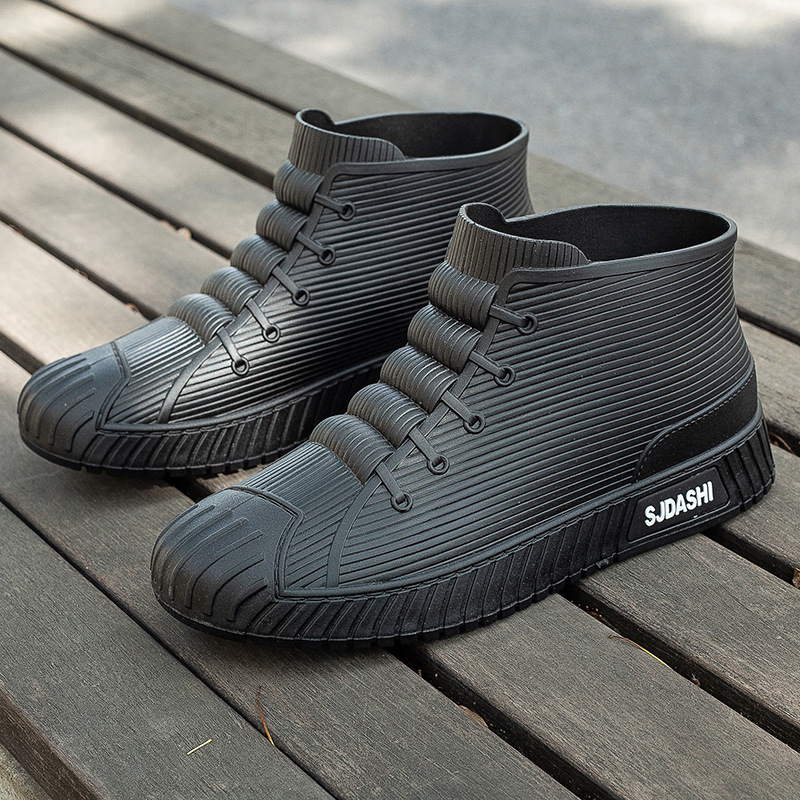 New rain boots men's waterproof shoes outdoor wear fashion student short tube Four Seasons work non-slip rain boots adult rubber shoes