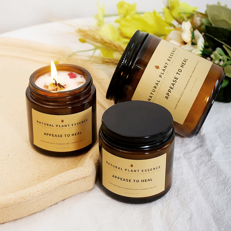 Smoke-free aromatherapy candle creative brown bottle hand gift handmade soy wax household aromatherapy romantic fragrance ornaments