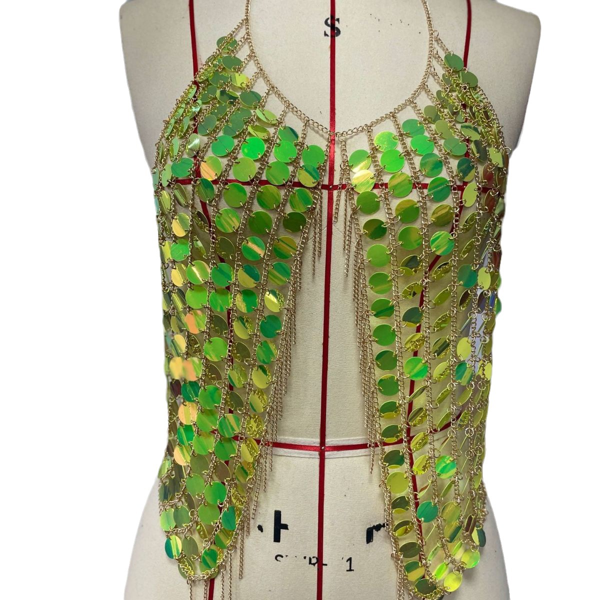 欧美跨境饰品 朋克性感 街拍个性身体衣饰链 手工亮片身体链YX916
