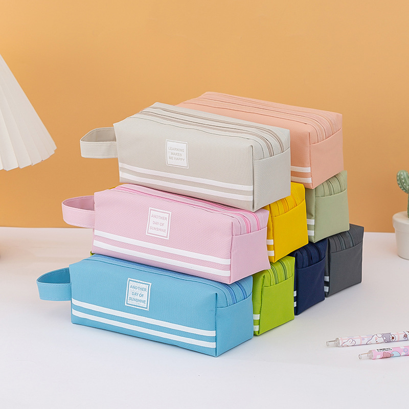 Large capacity pencil case wholesale high value portable stationery bag custom printed logo simple pencil case for primary and secondary school students