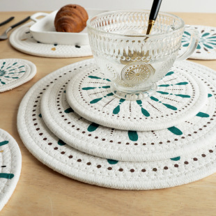 Printed heat insulation pad spot sale Japanese printed cotton rope heat insulation pad placemat plate pad coaster
