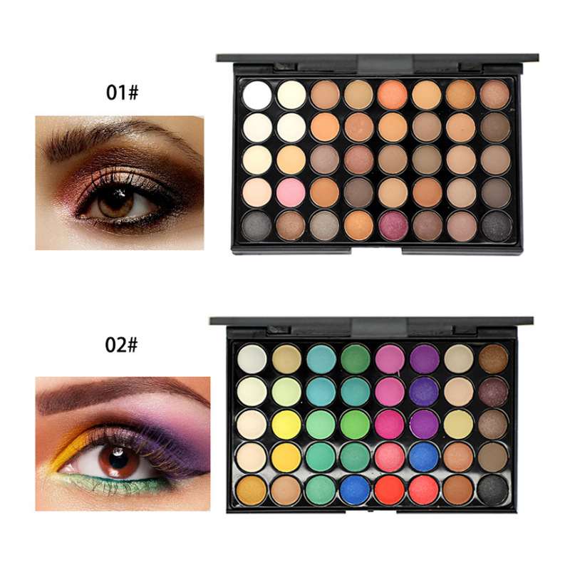 Cross-border pearlescent 40-color eye shadow plate foreign trade logo-free eye shadow plastic this Europe and the United States hot spot earth color beauty makeup