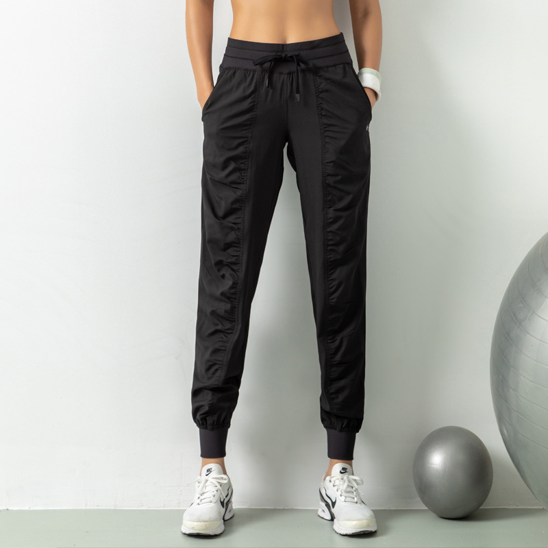 Cross-border Pleated Slim Fitness Sports Pants Women's Loose High Waist Tunic Pants Running Pants Casual Quick-drying Harlan Pants