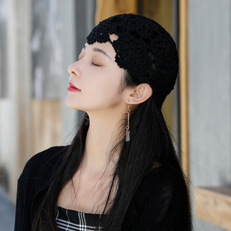Summer thin princess hat hollow handmade cotton knitted hat women's lace retro beautiful toe cap four seasons
