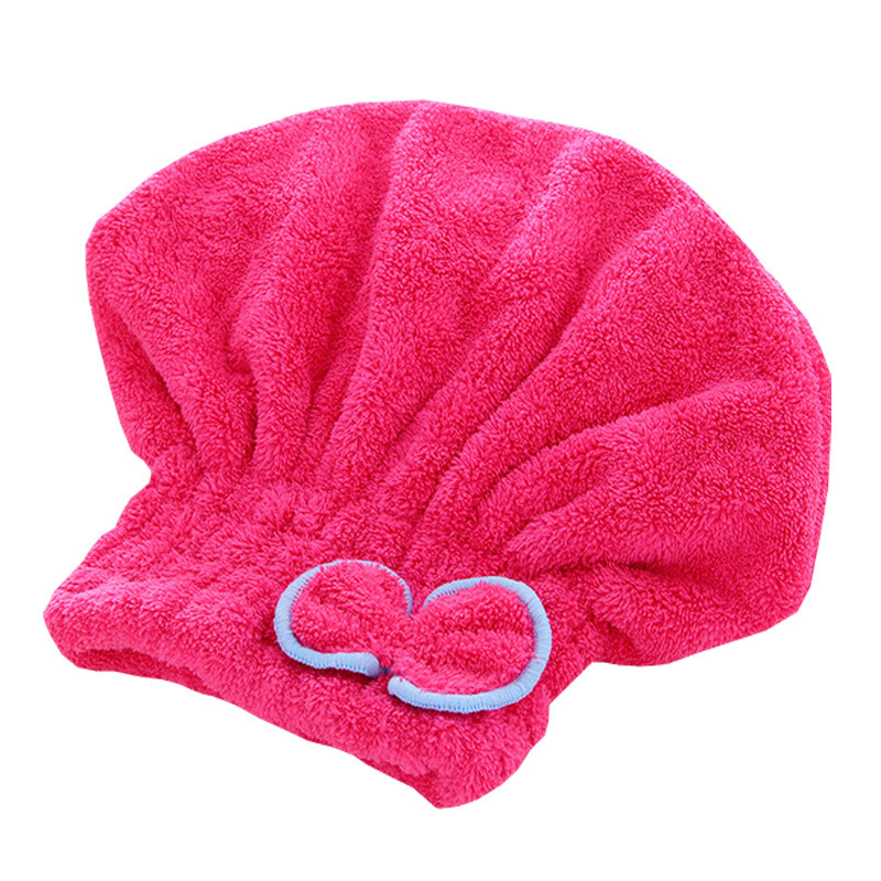 Coral fleece dry hair cap absorbent easy to dry bow shower cap thickened Princess cap head towel a generation of hair