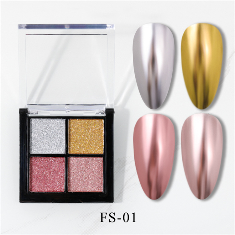 Cross-border exclusive for nail art solid magic mirror powder nail art four-color Magic Mirror powder laser powder titanium powder two-color solid powder