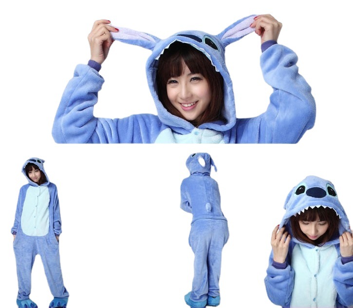 Autumn and winter Purple Dragon flannel panda cartoon one-piece pajamas for men and women couples animal Stitch home clothes