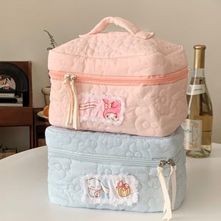 Quilted patch makeup bag storage bag student portable large capacity soft jade gui dog Melody handbag bag