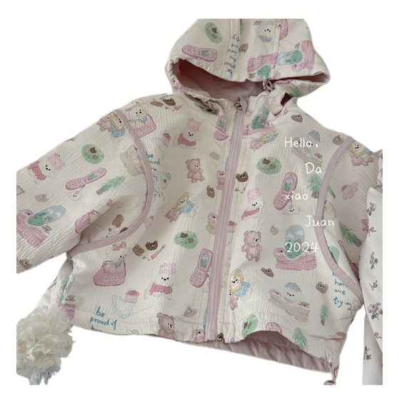 Size Volume 24 Spring and Autumn Men's and Women's Children's Clothing Western Style Double-sided Wear Korean-style Zipper Hooded Jacket Rusher Popular Jacket