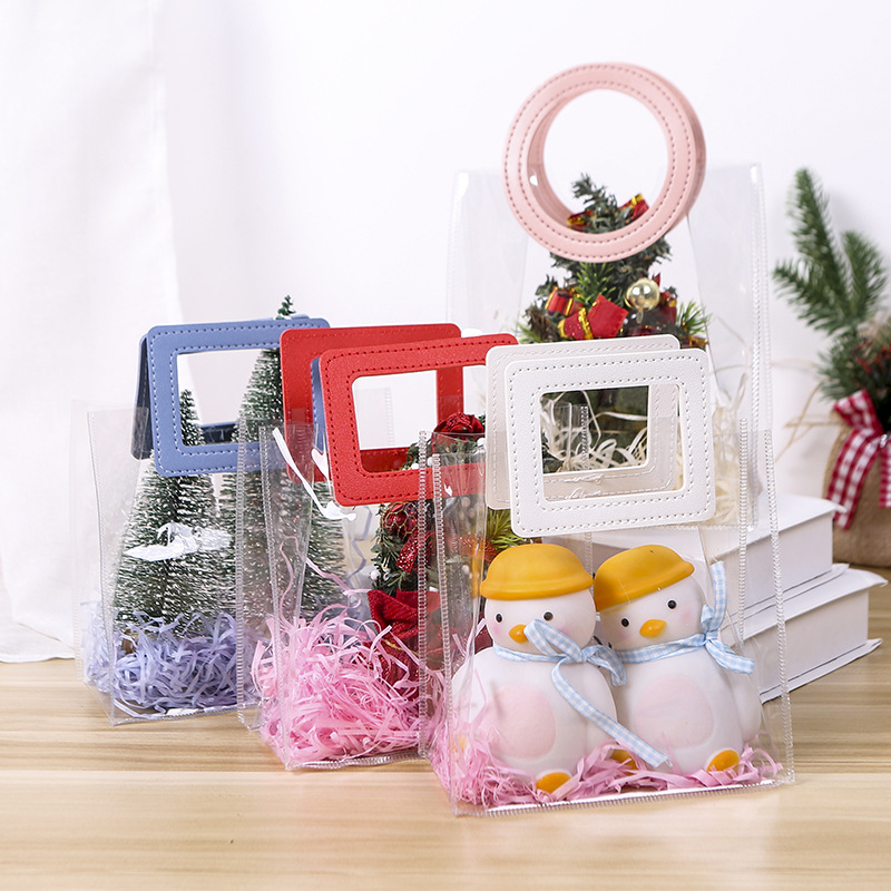 Internet Celebrity Gift Bag Transparent Portable ins Gift Accompanying Gift Bag PVC Wedding Wedding Candy Plastic Bag Packaging Wholesale
