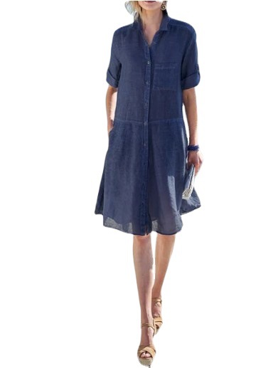 2023 European and American fashion casual cotton linen ladies dress