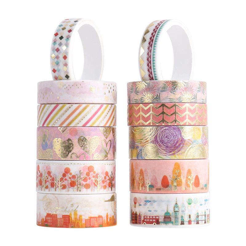 Yida culture cross-border flower series bronzing and paper tape 2M 15mm and paper hand account sticker tape wholesale