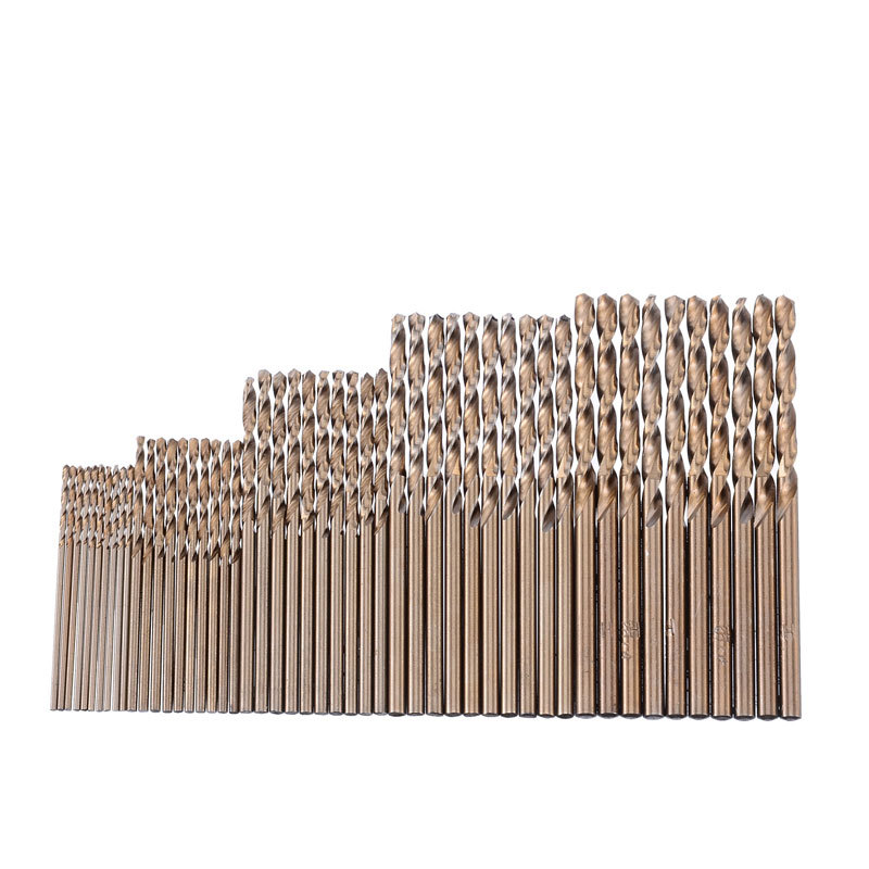 Cross-Border 1mm-3mm baked yellow cobalt 50PCs fully ground twist drill M35 steel plate drilling high quality drill bit