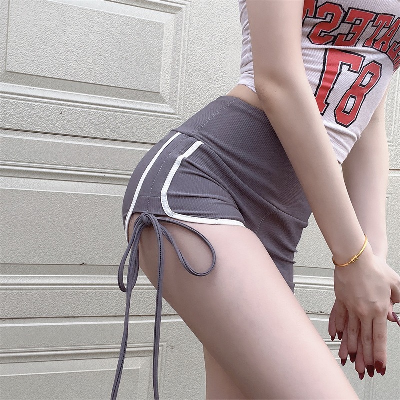 Hot Girl Drawstring Sports Outer Wear Pants Women's 2022 Summer New Hot Pants High Waist Slimming Straight Leg Wide-leg Shorts Trendy