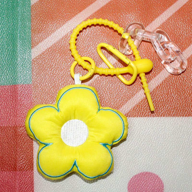 Creative flower keychain cute pink plush doll Girls cute bag ornaments a generation of hair