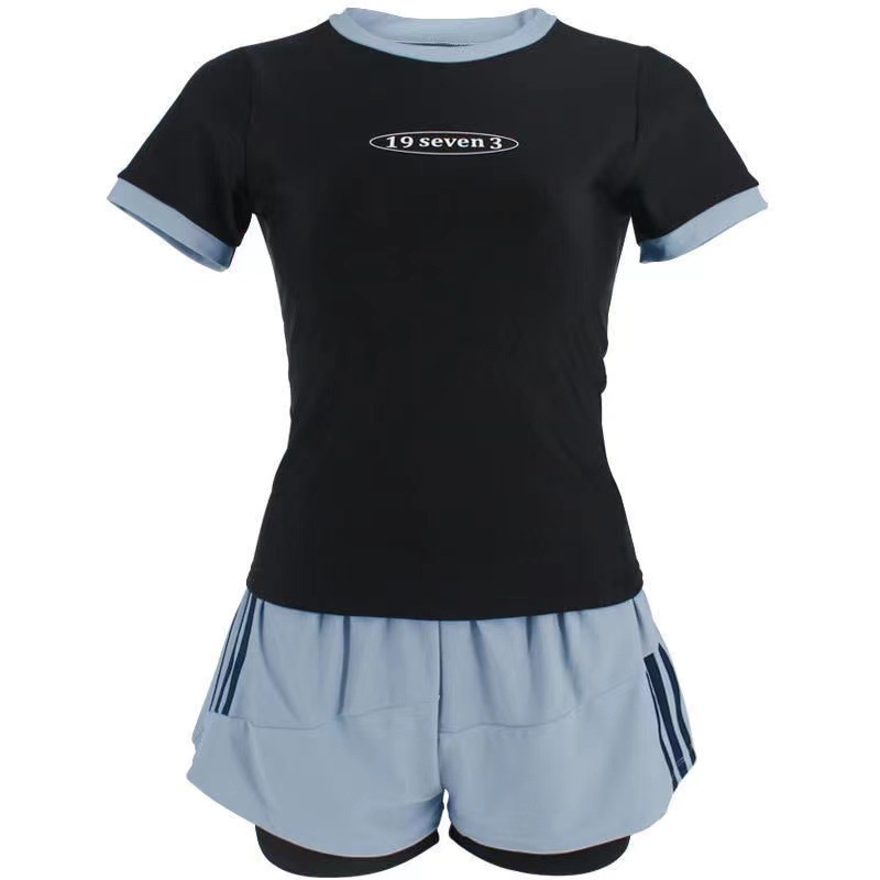 Split Swimsuit Women Wholesale Short Sleeve Conservative Belly Cover Slimming Professional Sports Sexy Hot Spring Two-Piece Seaside Swimsuit