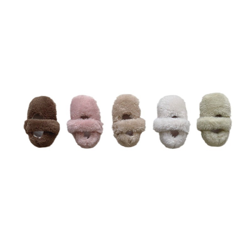 Baby plush shoes winter baby girl fleece-lined soft bottom non-slip step shoes newborn winter warm warm cotton shoes
