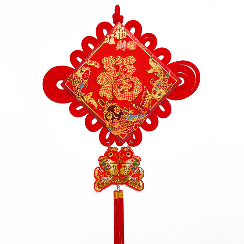 2025 new lucky flannel spring festival Chinese knot new year living room large Chinese knot festive decorative pendant wholesale