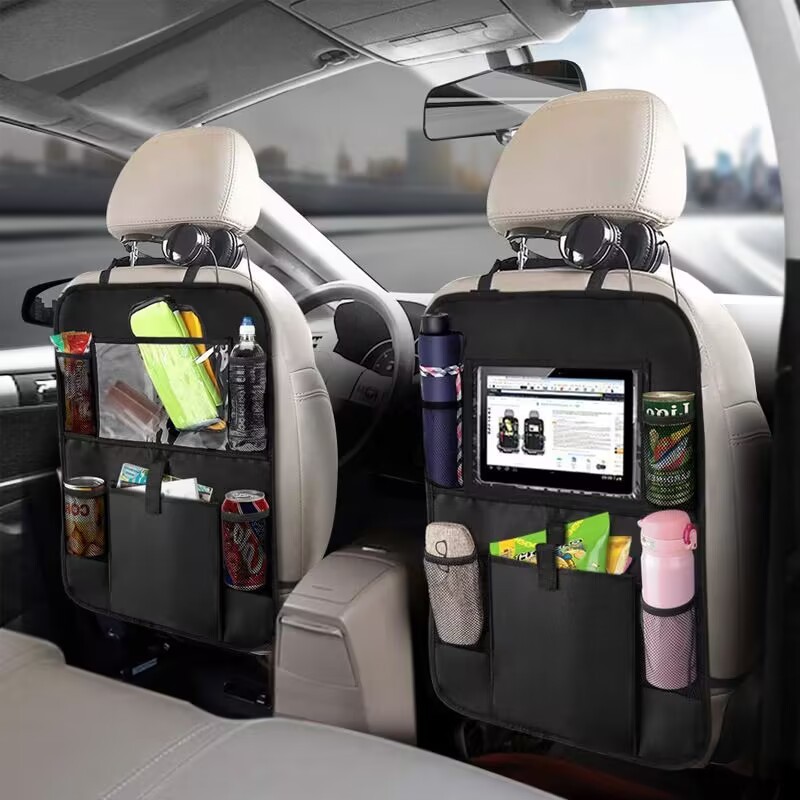 クロスボーダー車載多機能シート収納袋オックスフォード布自動車背もたれ収納袋キック防止クッション収納袋|undefined