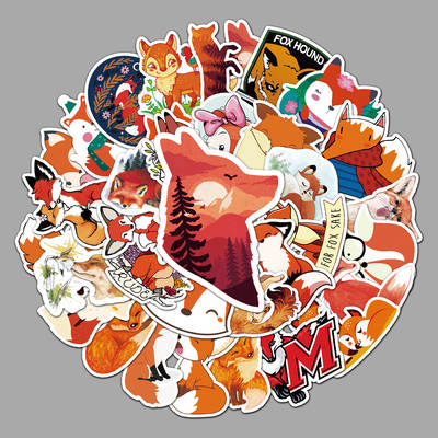 50 Cunning Fox Cute Cartoon Decorative Graffiti Stickers Luggage Refrigerator Guitar Stationery Creative Stickers