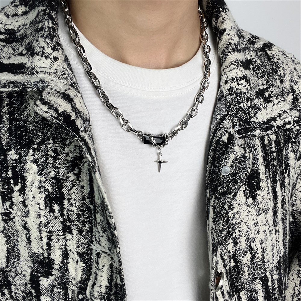 Star Necklace Men's Design Sense Niche Trendy Brand Clavicle Chain Women's ins Hip-Hop Accessories Men's