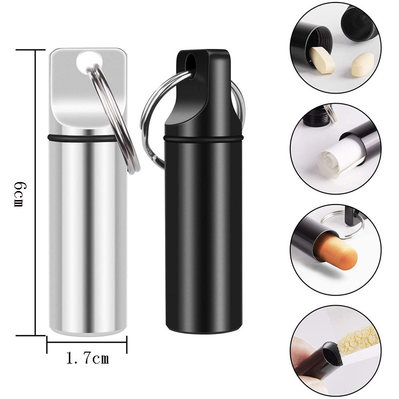 Amazon flat head round aluminum alloy cartridge keychain earplugs packaging jar sealed storage waterproof bin small pill box