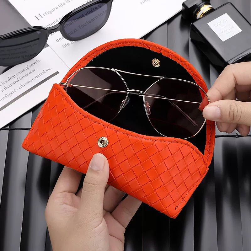 Glasses case sunglasses men's and women's storage cover portable anti-pressure myopia eyes woven pattern simple glasses bag