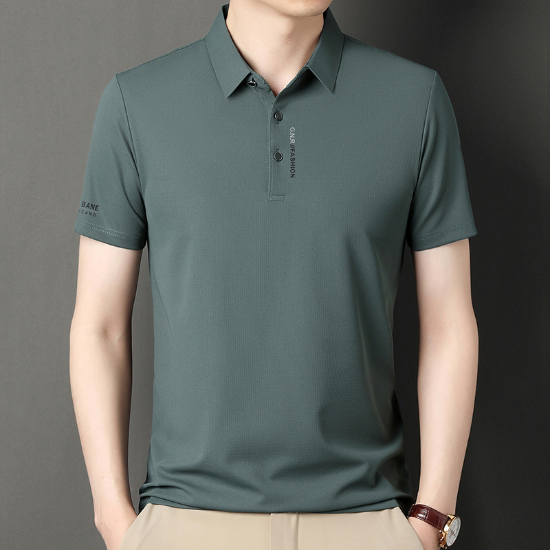 Waffle men's short-sleeved T-shirt polo shirt summer New lapel casual printed men's half-sleeved T-shirt live