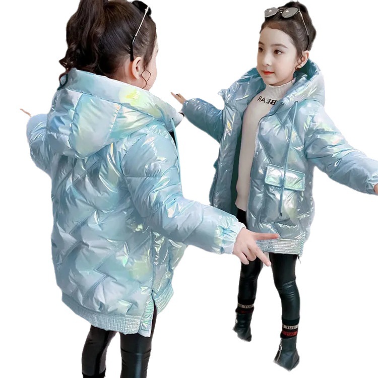 女童棉衣冬装2024新款洋气外套亮面中大童儿童棉服棉袄代