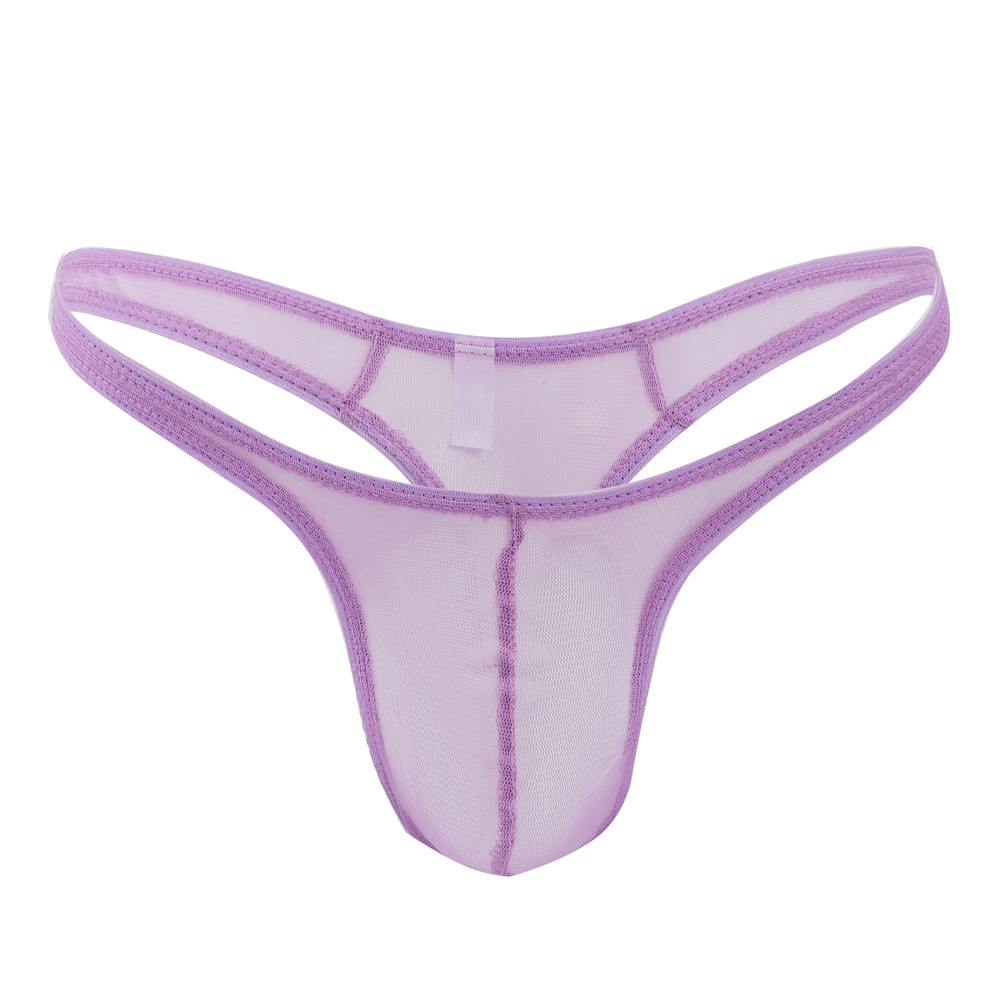 Sexy mesh transparent men's briefs low-rise ultra-thin invisible T-back men's underwear for gay men