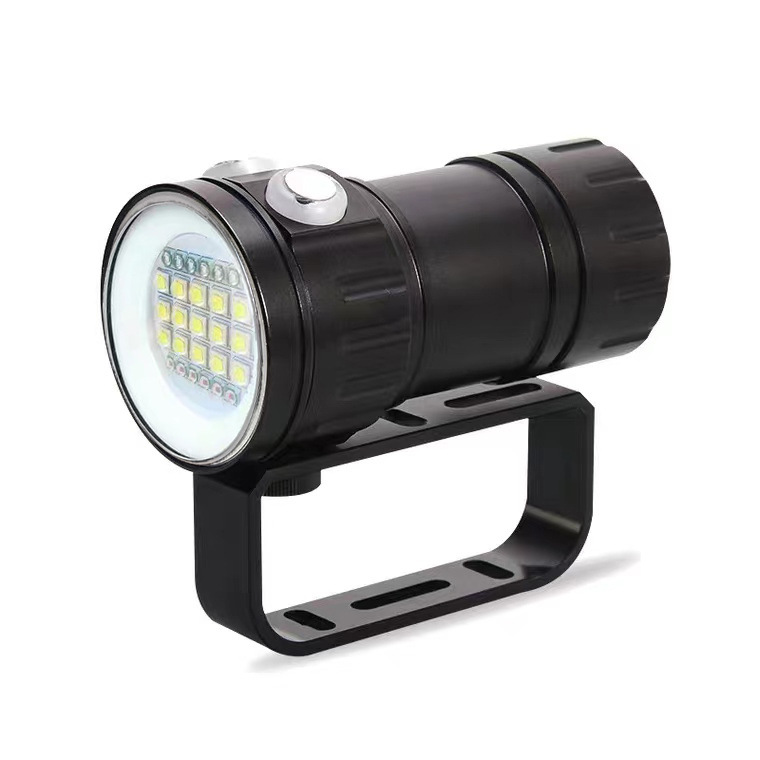 C high-power photography diving fill light flashlight aluminum alloy flashlight bracket charging portable purple red light