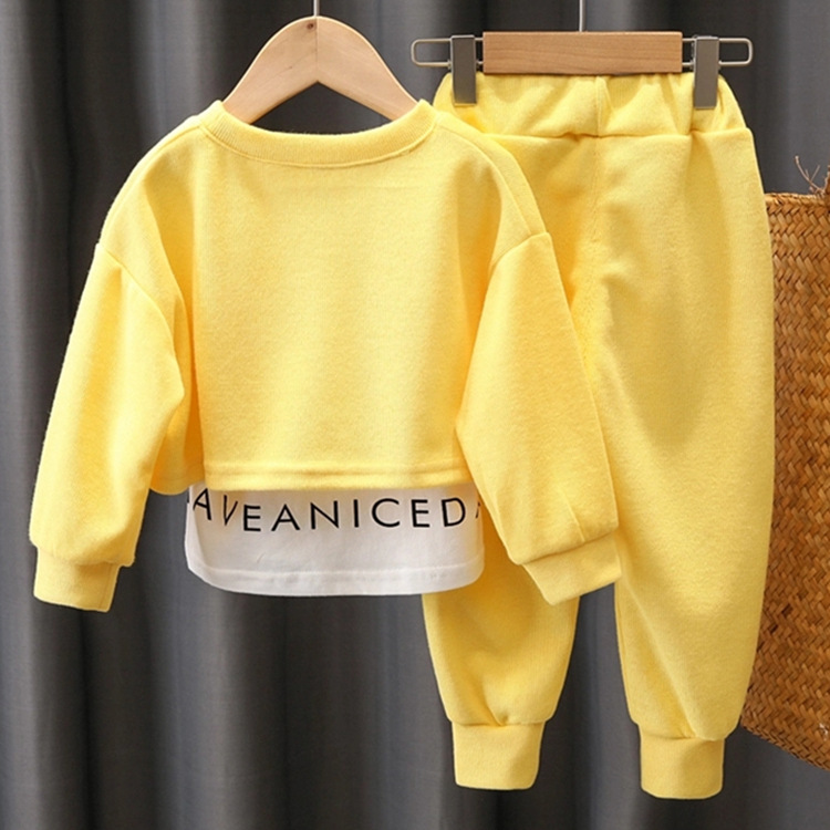 Children's Clothing Girls' suit Autumn Clothes Children's Long-sleeved Fake Two-piece Top Casual Pants Children's Sportswear Two-piece Set for Women