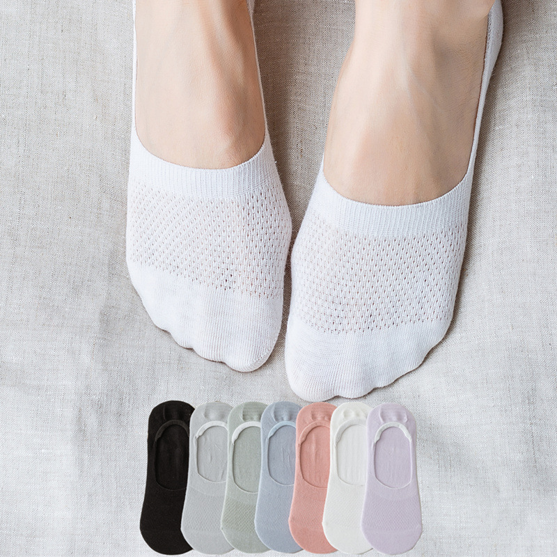 200 Needle Hollow Mesh Socks Women's Shallow Socks Cotton Spring and Summer Thin Boat Socks Silicone Non-slip Invisible Socks