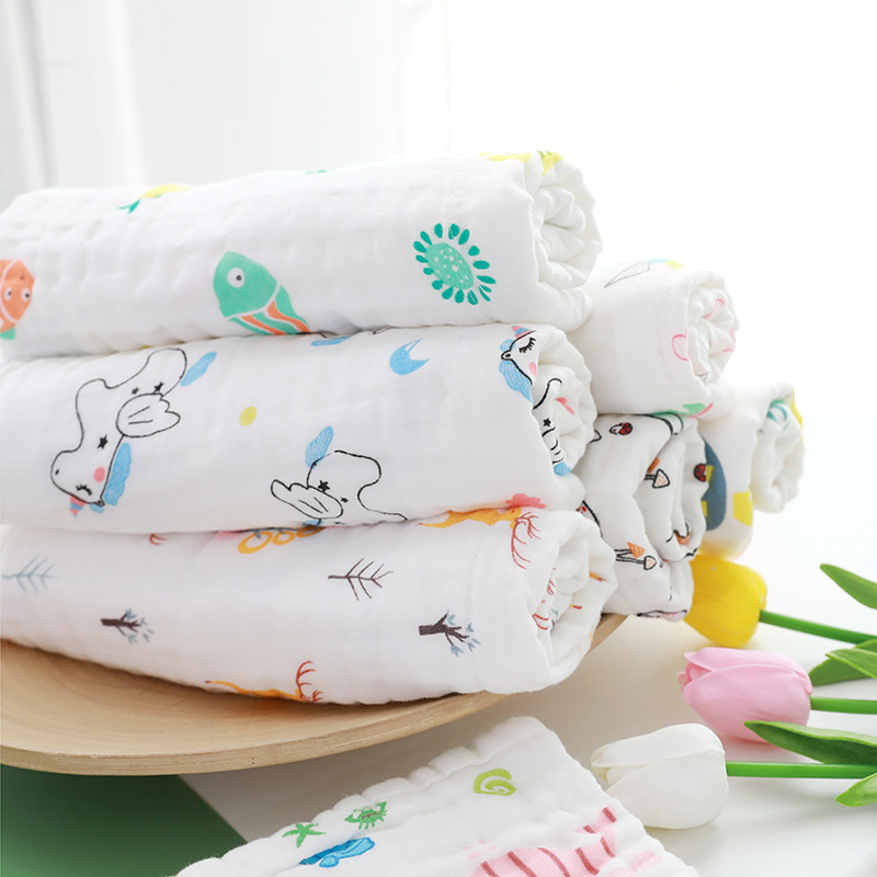 Small Towel Gauze Pure Cotton Class A Baby Baby Children's Special Wash Face Class A Cotton Six-Layer Cartoon Women's Cotton Yarn Towel