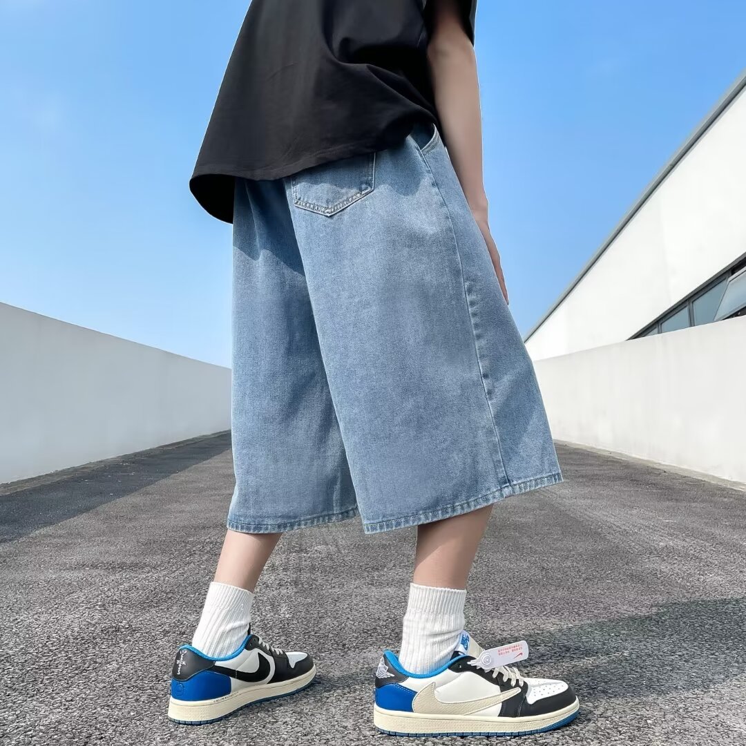 Denim Shorts Men's Casual Summer Thin Cropped Pants All-match Fashionable Loose Internet Popular Brand Student