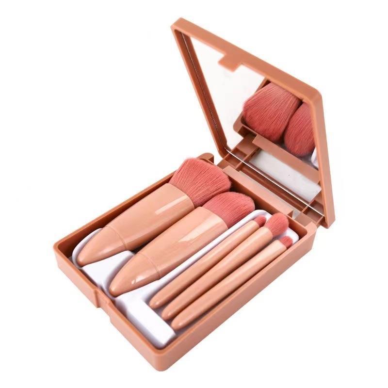 5 PCs makeup brushes suit portable multi-function loose brush with mirror blush brush beauty tools wholesale