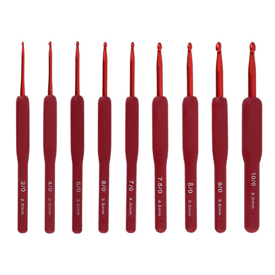 Factory alumina crochet set handmade diy weaving tool for beginners home Hook sweater non-slip Red Hook needle
